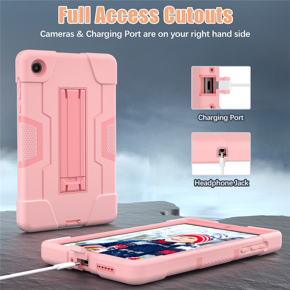 For Lenovo Tab M8 (4th Gen) 2024 TB-301XU / M8 (4th Gen) 2023 TB-300FU Tablet Case Robot Style Silicone + PC Kickstand Cover - Rose Gold