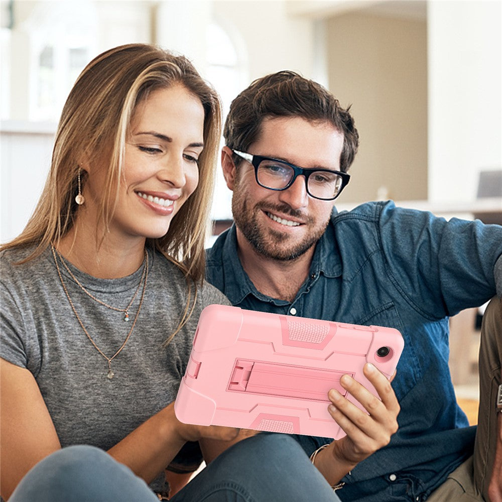 For Lenovo Tab M8 (4th Gen) 2024 TB-301XU / M8 (4th Gen) 2023 TB-300FU Tablet Case Robot Style Silicone + PC Kickstand Cover - Rose Gold