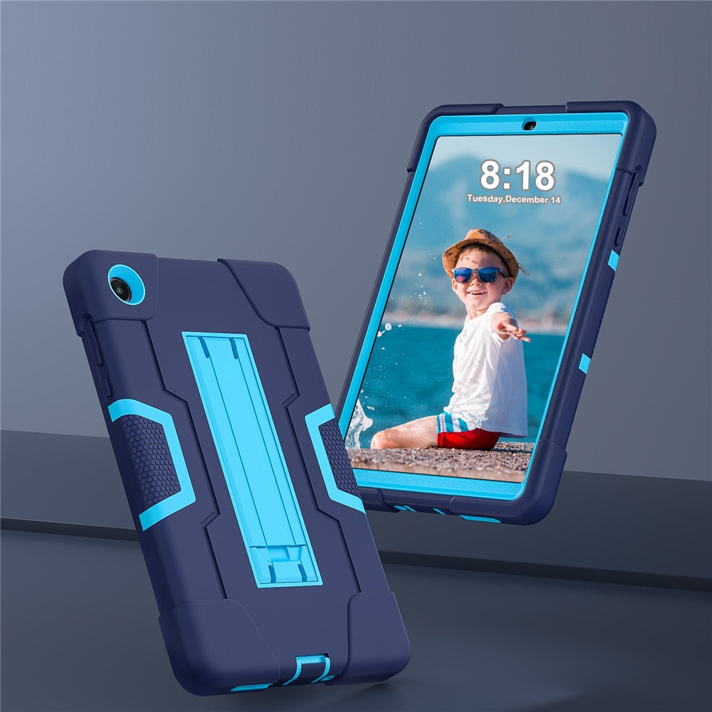 For Lenovo Tab M8 (4th Gen) 2024 TB-301XU / M8 (4th Gen) 2023 TB-300FU Tablet Case Robot Style Silicone + PC Kickstand Cover - Navy Blue / Blue