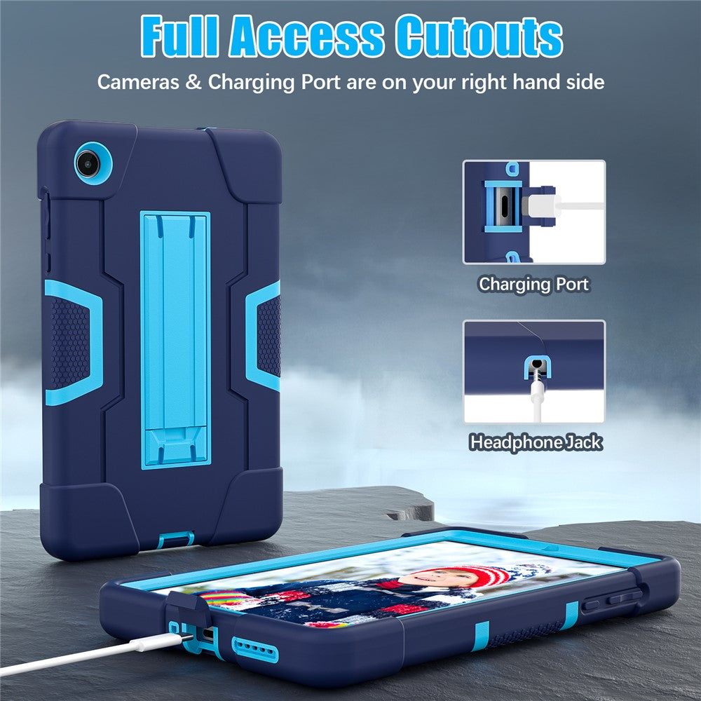 For Lenovo Tab M8 (4th Gen) 2024 TB-301XU / M8 (4th Gen) 2023 TB-300FU Tablet Case Robot Style Silicone + PC Kickstand Cover - Navy Blue / Blue