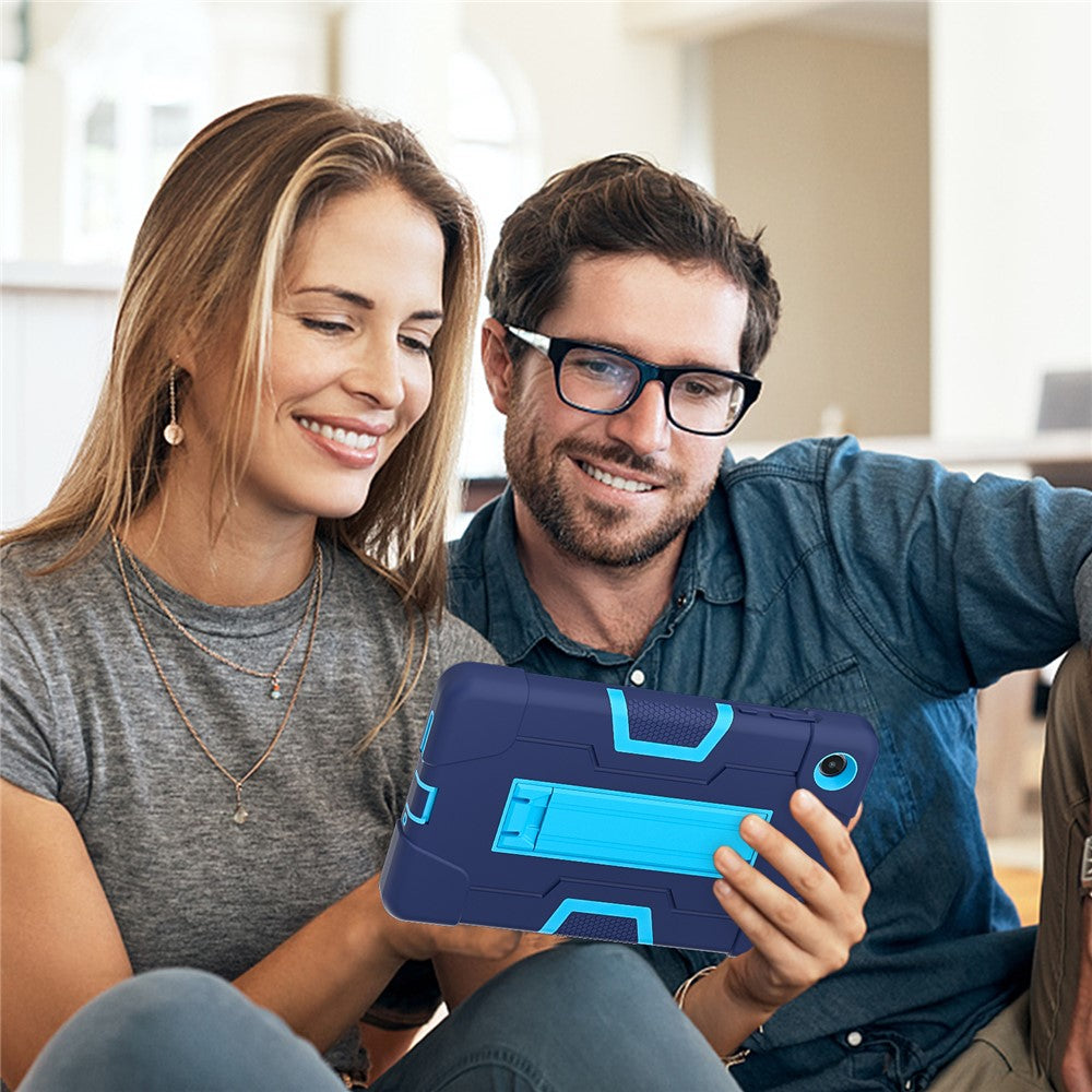 For Lenovo Tab M8 (4th Gen) 2024 TB-301XU / M8 (4th Gen) 2023 TB-300FU Tablet Case Robot Style Silicone + PC Kickstand Cover - Navy Blue / Blue