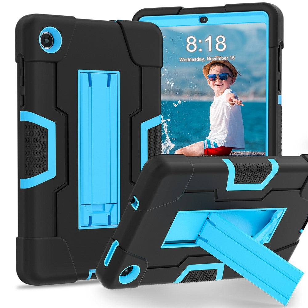 For Lenovo Tab M8 (4th Gen) 2024 TB-301XU / M8 (4th Gen) 2023 TB-300FU Tablet Case Robot Style Silicone + PC Kickstand Cover - Black / Blue