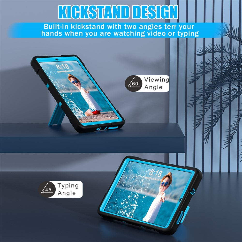 For Lenovo Tab M8 (4th Gen) 2024 TB-301XU / M8 (4th Gen) 2023 TB-300FU Tablet Case Robot Style Silicone + PC Kickstand Cover - Black / Blue