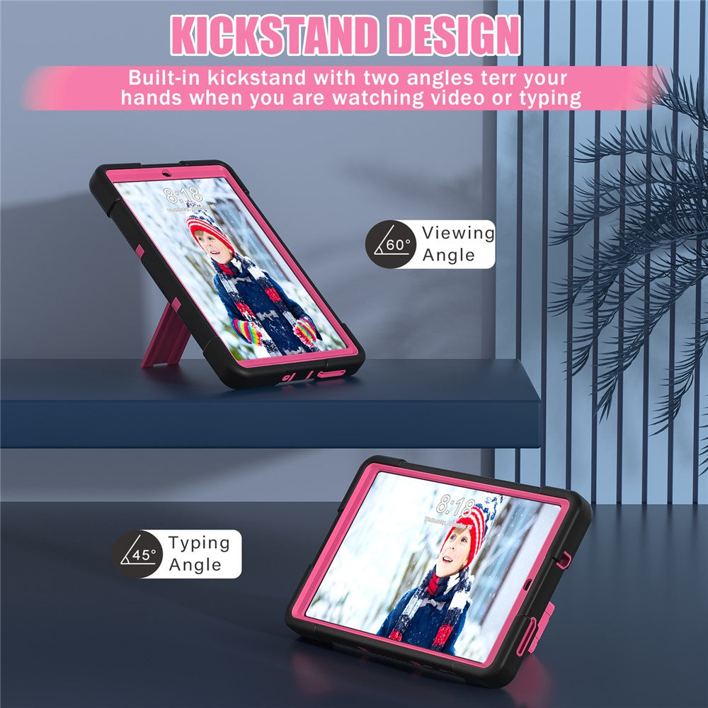 For Lenovo Tab M8 (4th Gen) 2024 TB-301XU / M8 (4th Gen) 2023 TB-300FU Tablet Case Robot Style Silicone + PC Kickstand Cover - Black / Rose