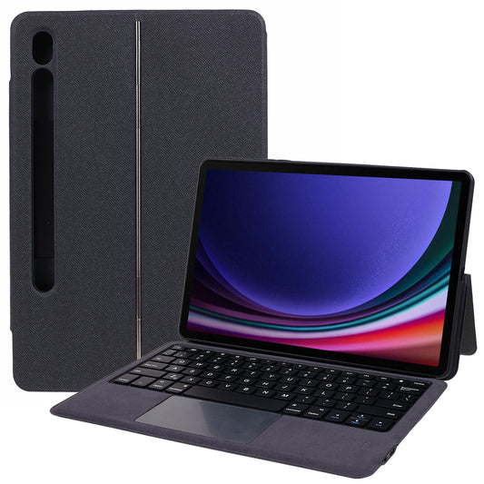 For Samsung Galaxy Tab S9 / S9 FE Leather Case + Touchpad Bluetooth Keyboard with Backlit