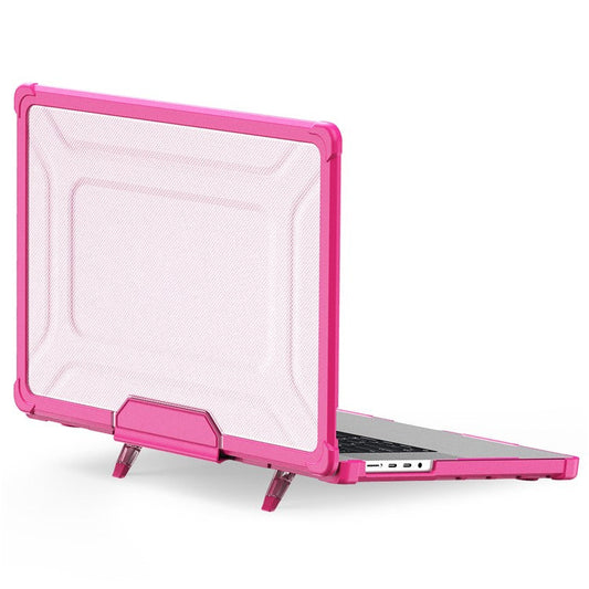 For MacBook Pro 16 inch (2024) (2023) (2021) (A2485 M1 Pro / M1 Max / A2780) Anti-Slip Laptop Case Heat Dissipation PC+TPU Kickstand Cover - Rose