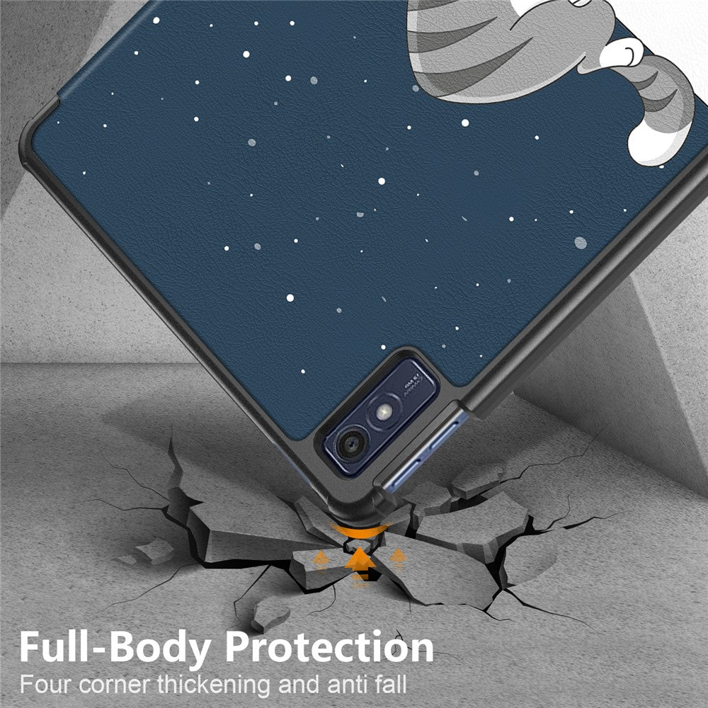 Trifold Stand Cover for Lenovo Tab M10 5G TB-360ZU , PU Leather Pattern Printing Tablet Case with Auto Sleep / Wake - Cat