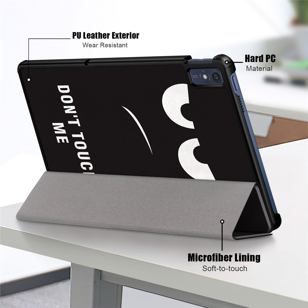 Trifold Stand Cover for Lenovo Tab M10 5G TB-360ZU , PU Leather Pattern Printing Tablet Case with Auto Sleep / Wake - Don't Touch Me