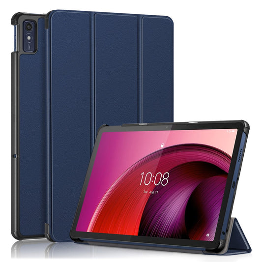 For Lenovo Tab M10 5G TB-360ZU Trifold Stand Smart Case PU Leather Full Body Protective Tablet Cover - Dark Blue