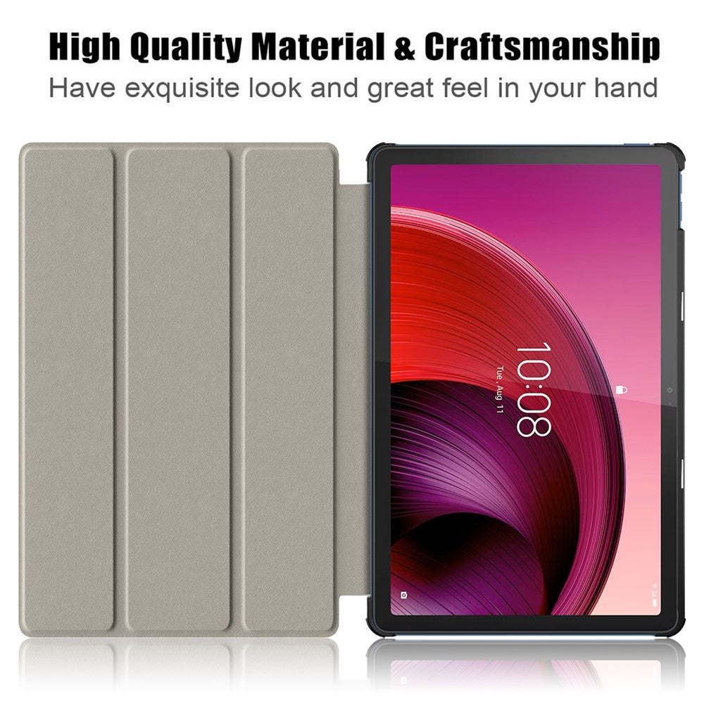 For Lenovo Tab M10 5G TB-360ZU Trifold Stand Smart Case PU Leather Full Body Protective Tablet Cover - Rose Gold