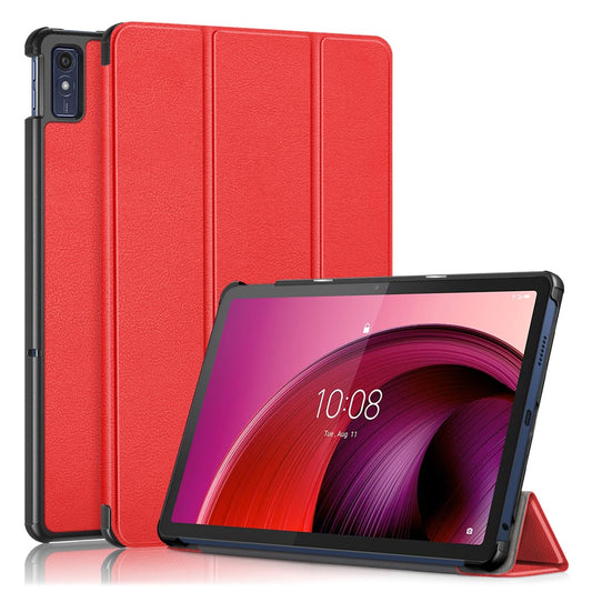 For Lenovo Tab M10 5G TB-360ZU Trifold Stand Smart Case PU Leather Full Body Protective Tablet Cover - Red