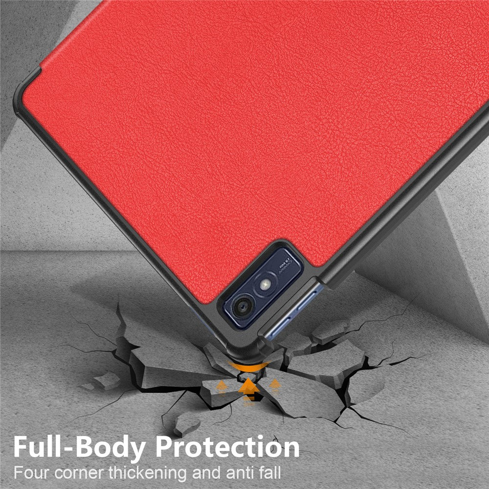 For Lenovo Tab M10 5G TB-360ZU Trifold Stand Smart Case PU Leather Full Body Protective Tablet Cover - Red