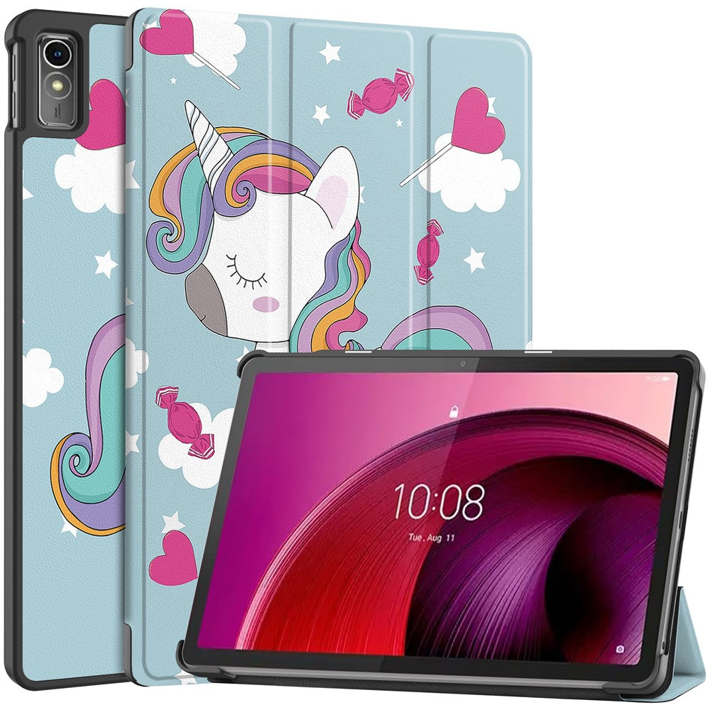 For Lenovo Tab M10 5G PU Leather Trifold Stand Cover Pattern Printing Auto Wake / Sleep Tablet Case - Horse