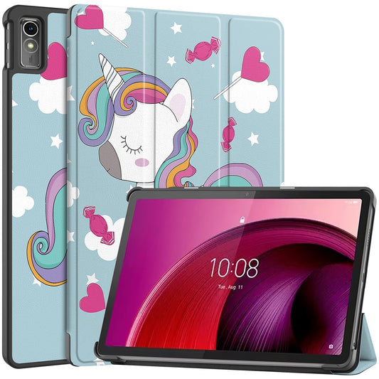 For Lenovo Tab M10 5G PU Leather Trifold Stand Cover Pattern Printing Auto Wake / Sleep Tablet Case - Horse