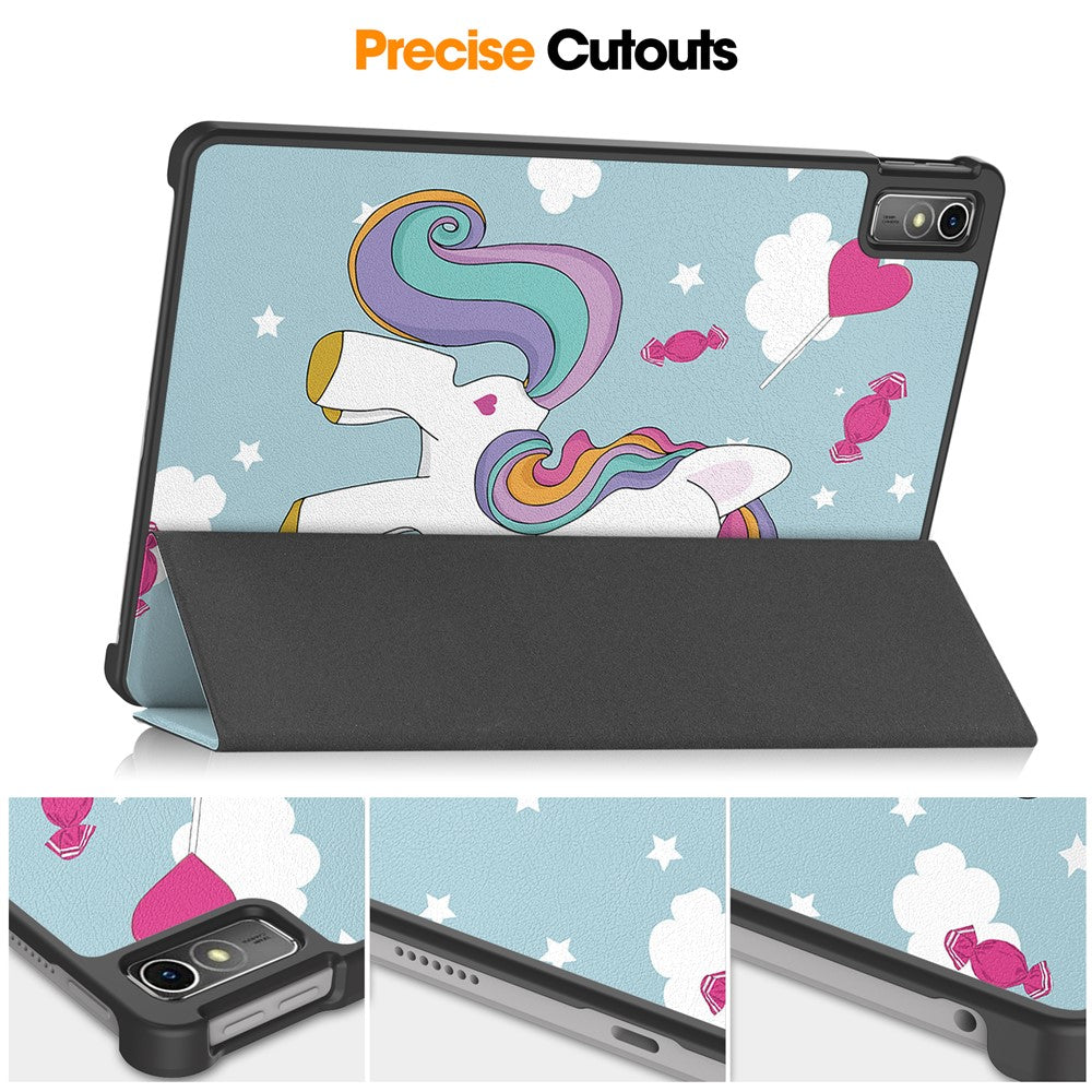 For Lenovo Tab M10 5G PU Leather Trifold Stand Cover Pattern Printing Auto Wake / Sleep Tablet Case - Horse