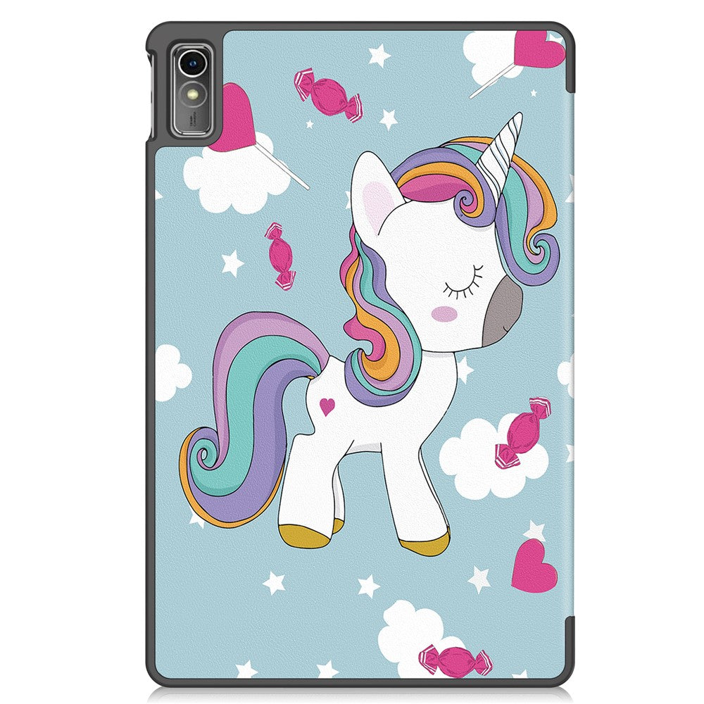 For Lenovo Tab M10 5G PU Leather Trifold Stand Cover Pattern Printing Auto Wake / Sleep Tablet Case - Horse