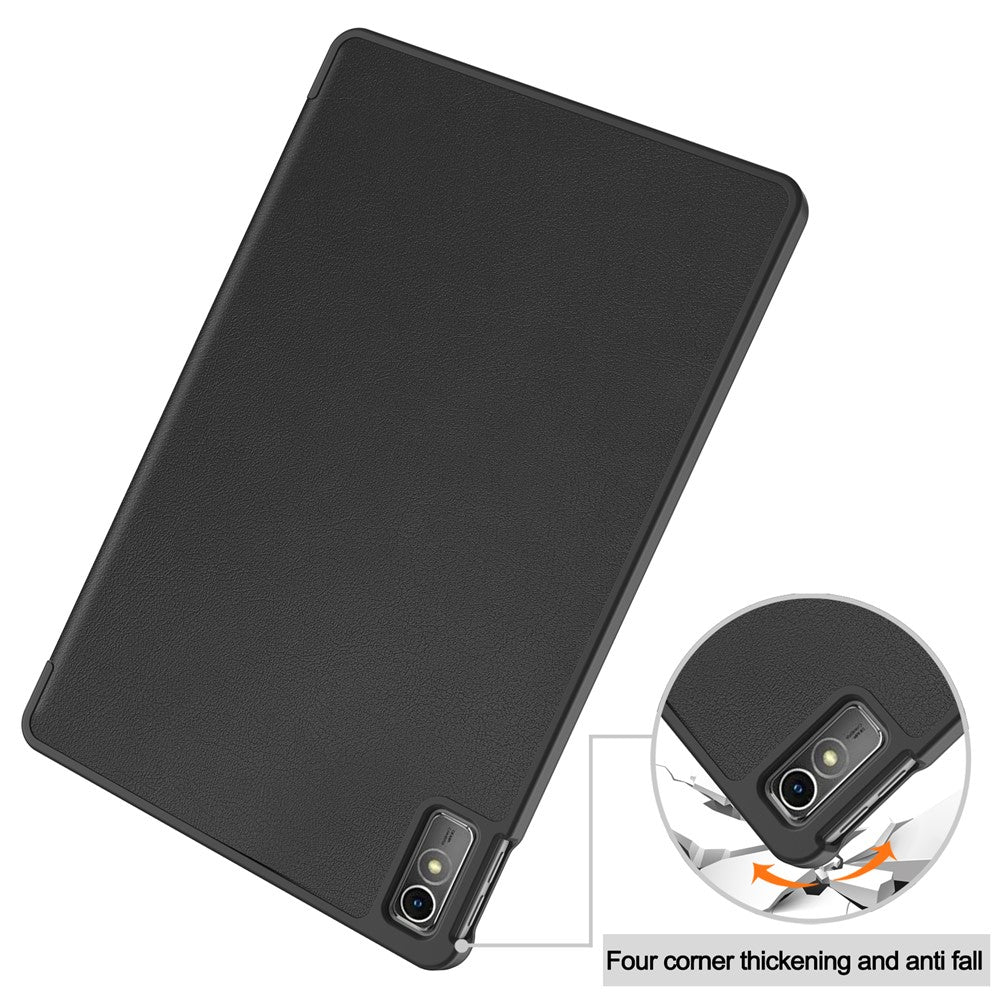 For Lenovo Tab M10 5G Tri-fold Stand Smart Cover PU Leather Auto Wake / Sleep Tablet Case - Black