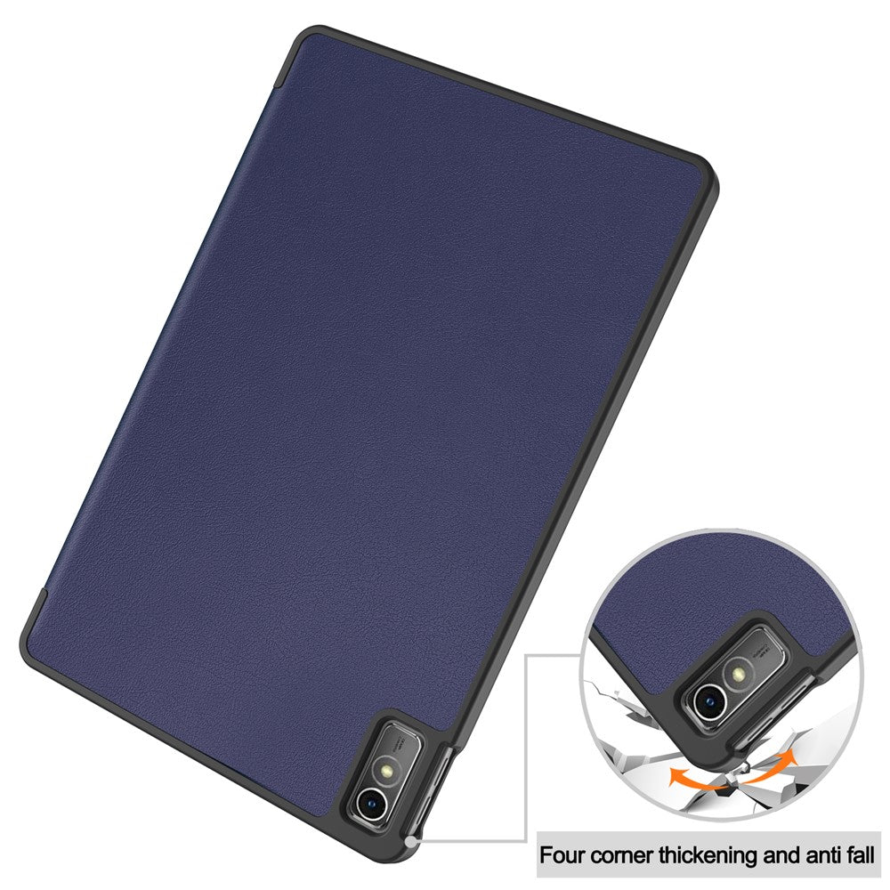 For Lenovo Tab M10 5G Tri-fold Stand Smart Cover PU Leather Auto Wake / Sleep Tablet Case - Dark Blue