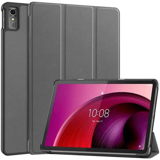For Lenovo Tab M10 5G Tri-fold Stand Smart Cover PU Leather Auto Wake / Sleep Tablet Case - Grey