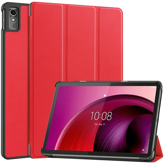For Lenovo Tab M10 5G Tri-fold Stand Smart Cover PU Leather Auto Wake / Sleep Tablet Case - Red