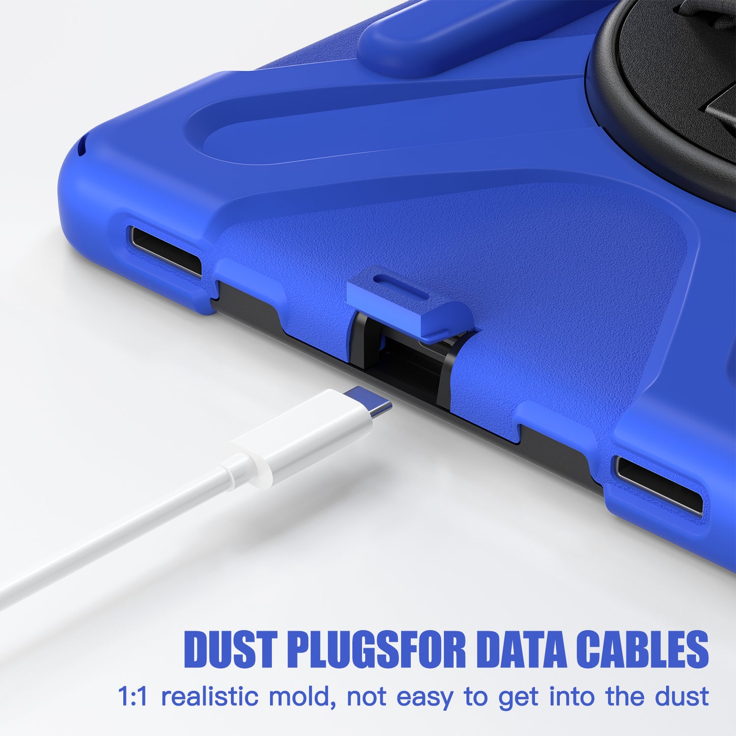 For Samsung Galaxy Tab S9 FE / S9 X710 / S8 X700 / S7 T870 Wrist Strap Tablet Case PC+Silicone Kickstand Protective Cover - Blue