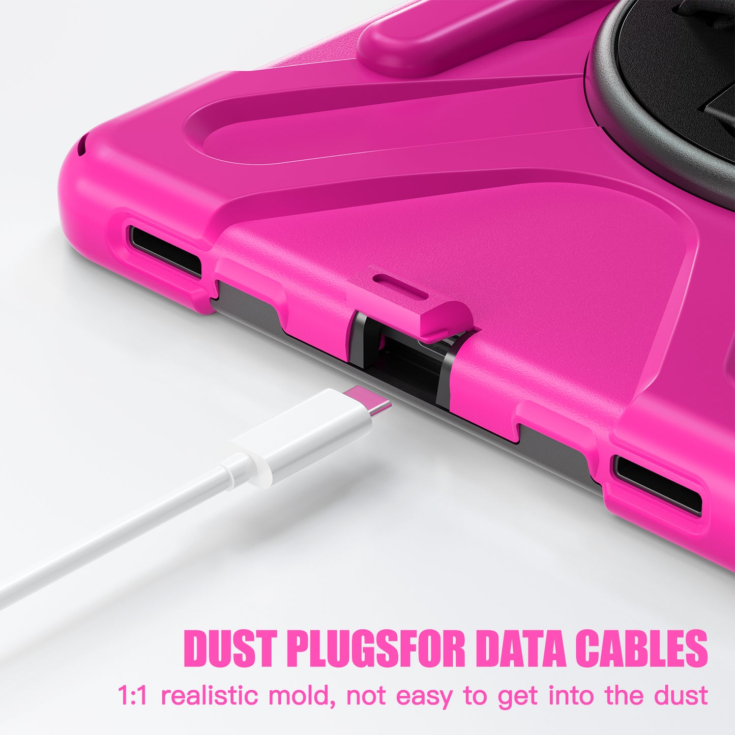 For Samsung Galaxy Tab S9 FE / S9 X710 / S8 X700 / S7 T870 Wrist Strap Tablet Case PC+Silicone Kickstand Protective Cover - Rose