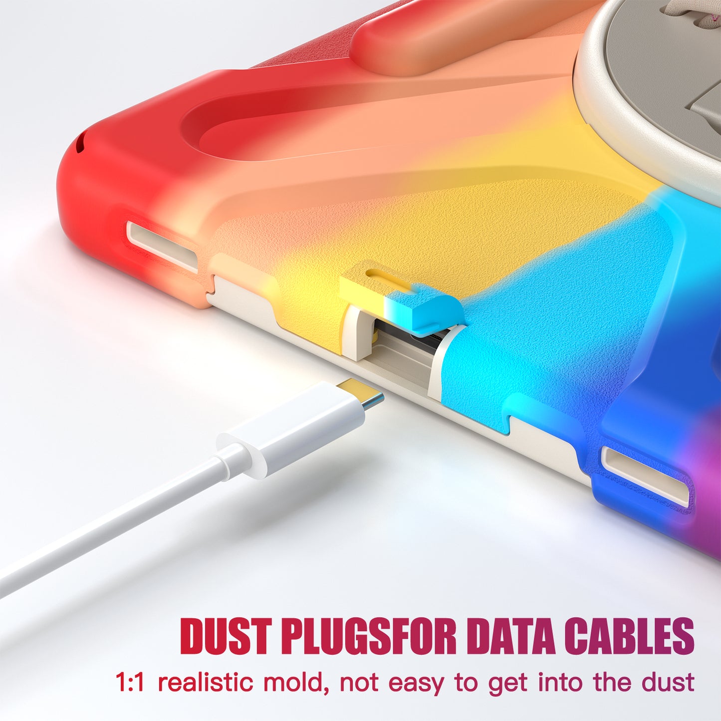 For Samsung Galaxy Tab S9 FE / S9 X710  / S8 X700 / S7 T870 Wrist Strap Tablet Case PC+Silicone Kickstand Protective Cover - Colorful Red