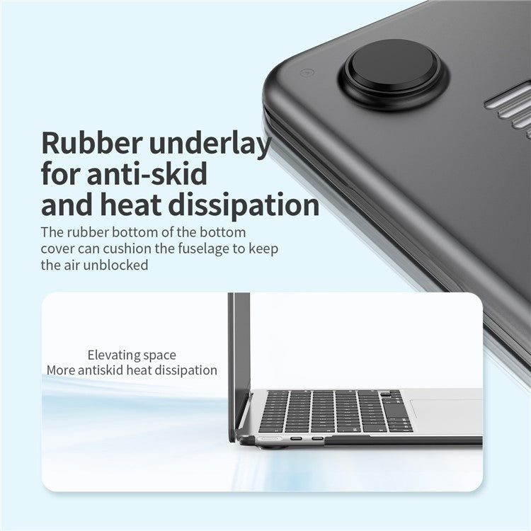 LENTION Matte Hard PC Case for Macbook Air 15 inch (2025) / (2024) A3114 M3 / (2023) M2 A2941 Lightweight Shockproof Laptop Cover - Transparent Black