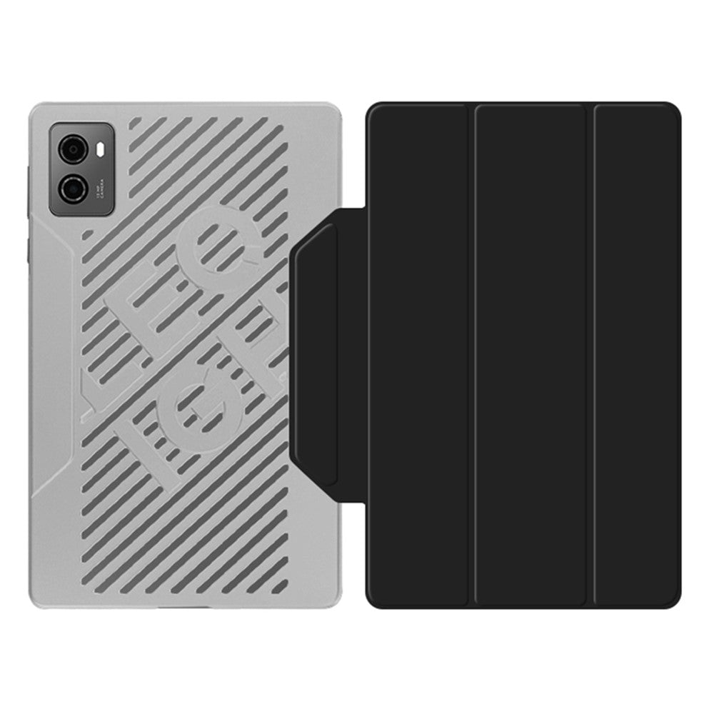 PU Leather Smart Case for Lenovo Legion Y700 , Trifold Stand Heat Dissipation Tablet Cover - Black+Grey