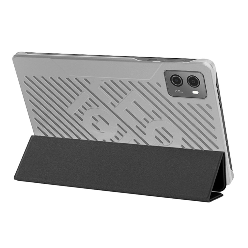 PU Leather Smart Case for Lenovo Legion Y700 , Trifold Stand Heat Dissipation Tablet Cover - Black+Grey