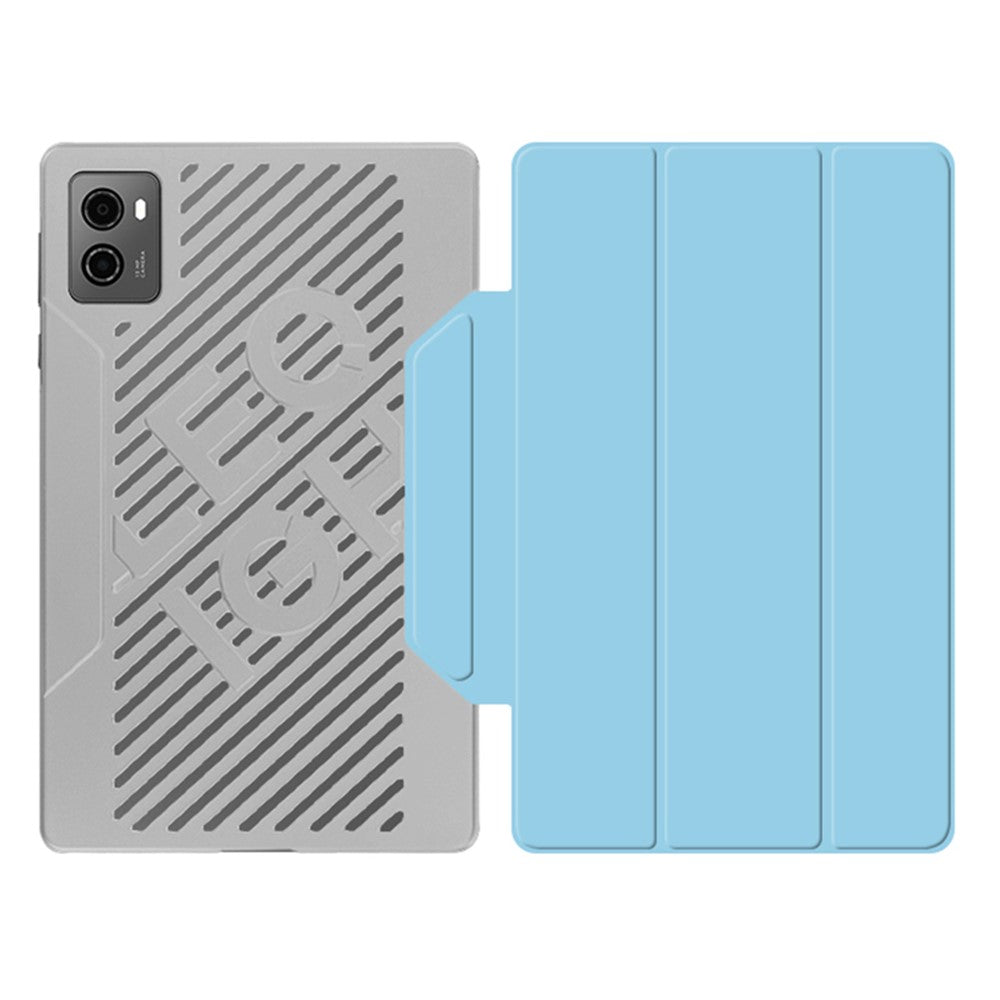PU Leather Smart Case for Lenovo Legion Y700 , Trifold Stand Heat Dissipation Tablet Cover - Blue+Grey