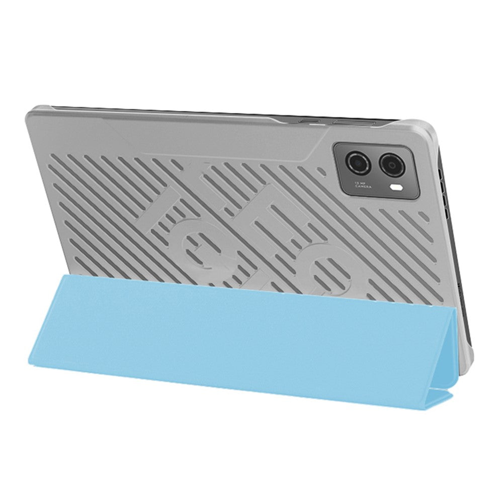 PU Leather Smart Case for Lenovo Legion Y700 , Trifold Stand Heat Dissipation Tablet Cover - Blue+Grey