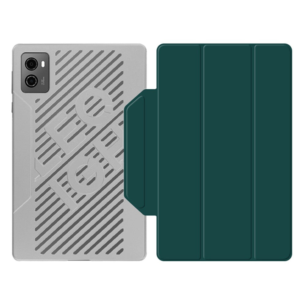 PU Leather Smart Case for Lenovo Legion Y700 , Trifold Stand Heat Dissipation Tablet Cover - Green+Grey