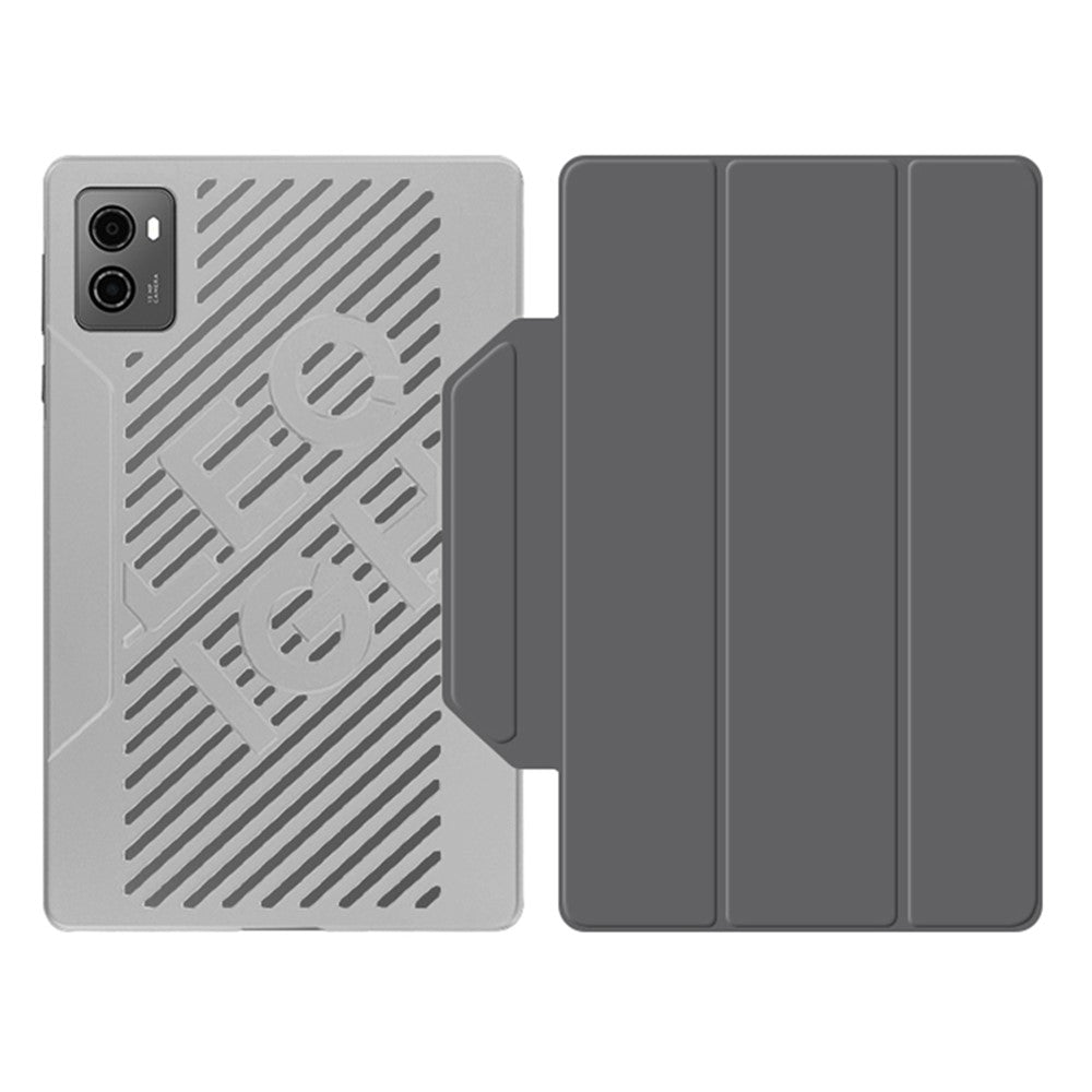 PU Leather Smart Case for Lenovo Legion Y700 , Trifold Stand Heat Dissipation Tablet Cover - Grey+Grey
