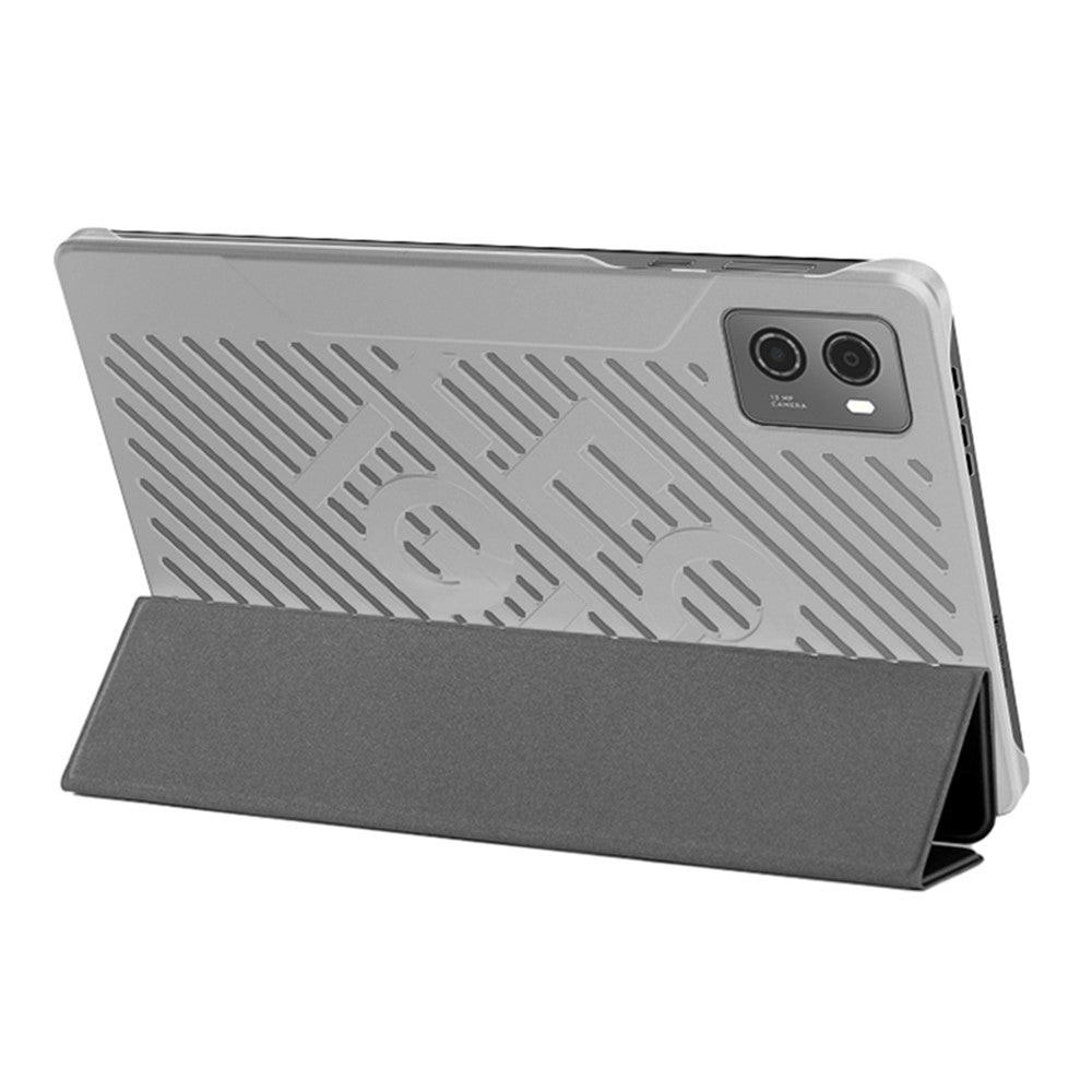 PU Leather Smart Case for Lenovo Legion Y700 , Trifold Stand Heat Dissipation Tablet Cover - Grey+Grey
