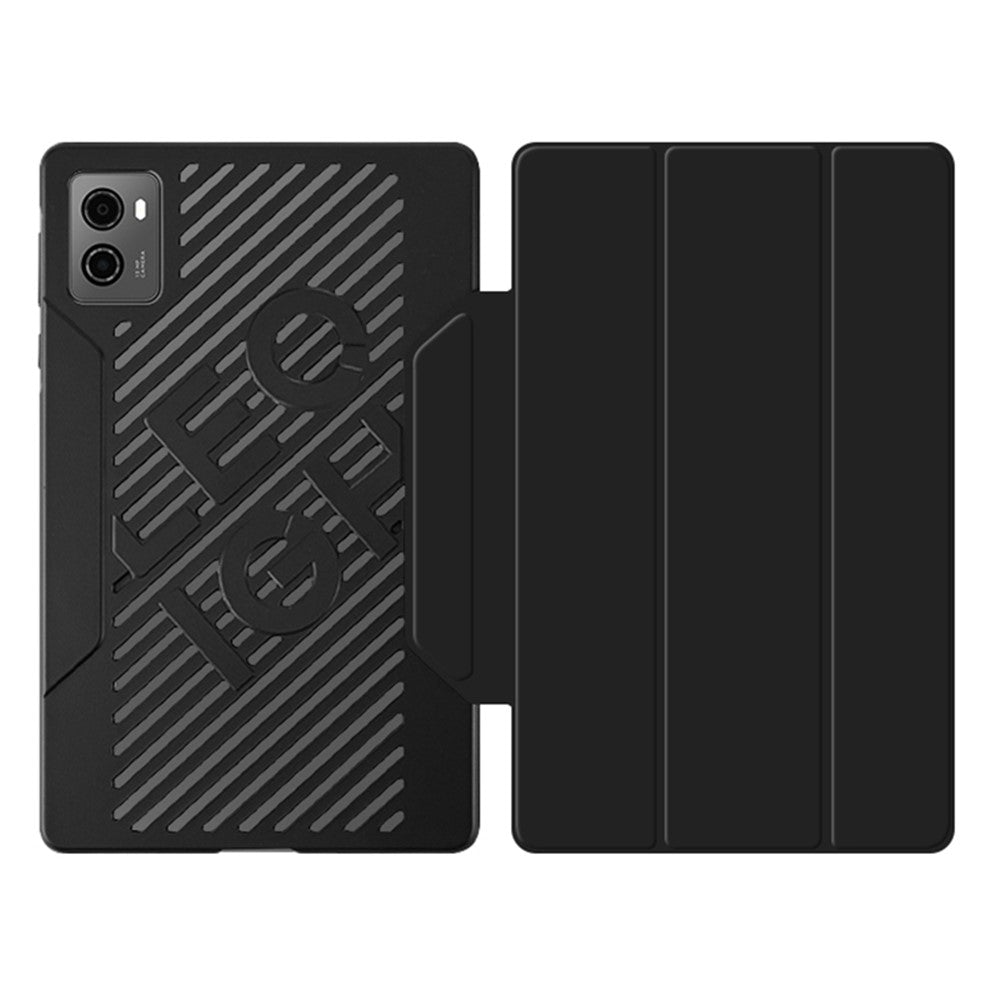 PU Leather Smart Case for Lenovo Legion Y700 , Trifold Stand Heat Dissipation Tablet Cover - Black+Black
