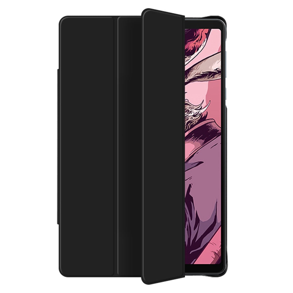 PU Leather Smart Case for Lenovo Legion Y700 , Trifold Stand Heat Dissipation Tablet Cover - Black+Black