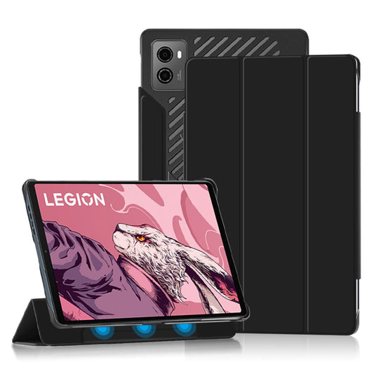 For Lenovo Legion Y700 Tri-Fold Stand Protective Tablet Case Magnetic Absorption PU Leather Cover - Green