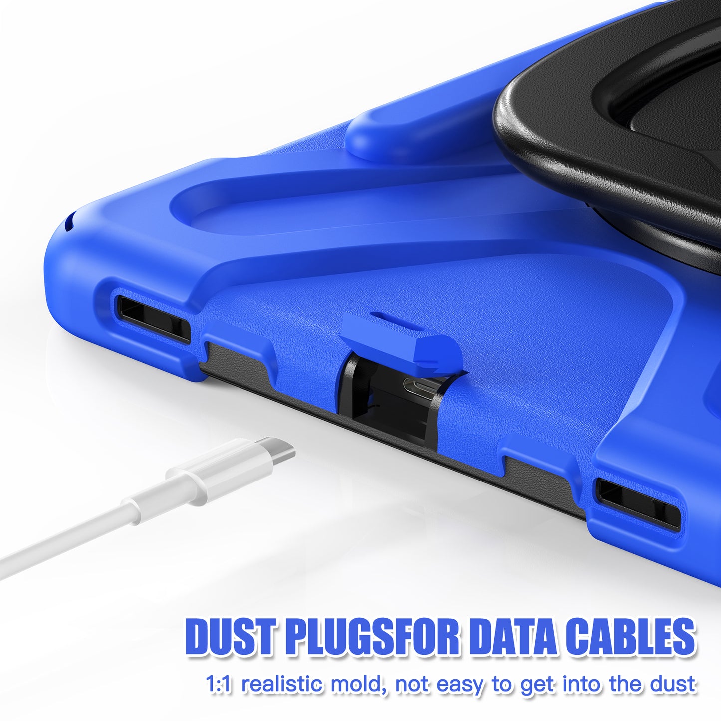 For Samsung Galaxy Tab S10+ X826 / S9 FE+ / S9+ / S8+ / S7+ PC+Silicone Protective Case Rotating Kickstand Rugged Tablet Cover with Handle Design - Blue Black