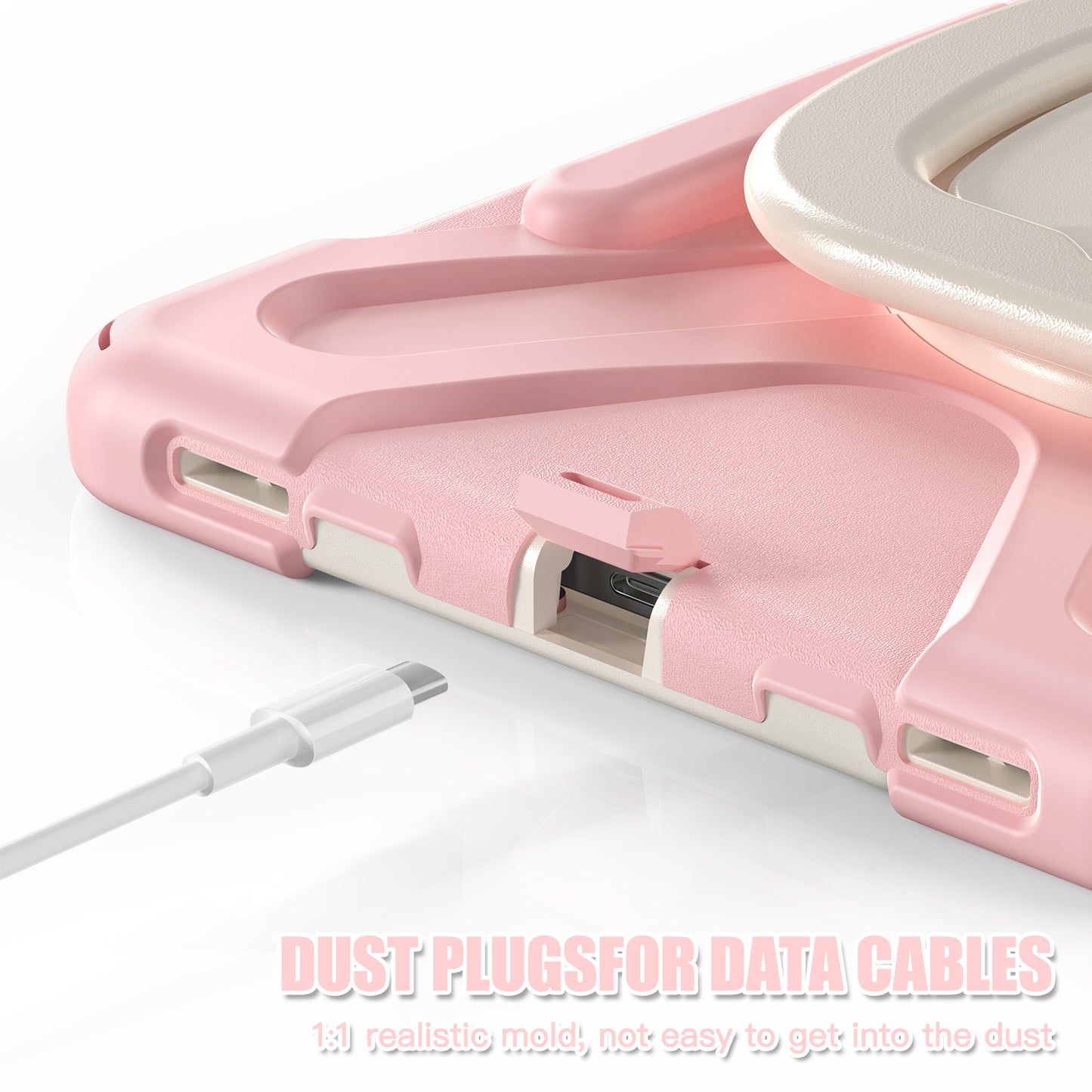 For Samsung Galaxy Tab S10+ X826 / S9 FE+ / S9+ / S8+ / S7+ PC+Silicone Protective Case Rotating Kickstand Rugged Tablet Cover with Handle Design - Pink