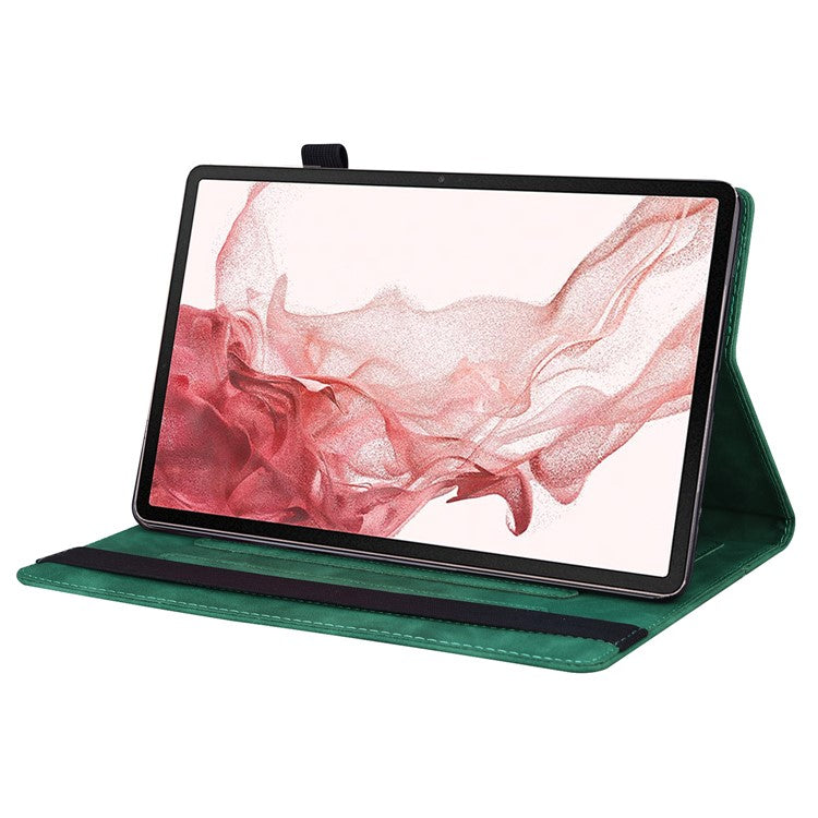 For Samsung Galaxy Tab S9+  Wallet Tablet Case Business PU Leather Stand Pencil Holder Loop Stand Cover - Green