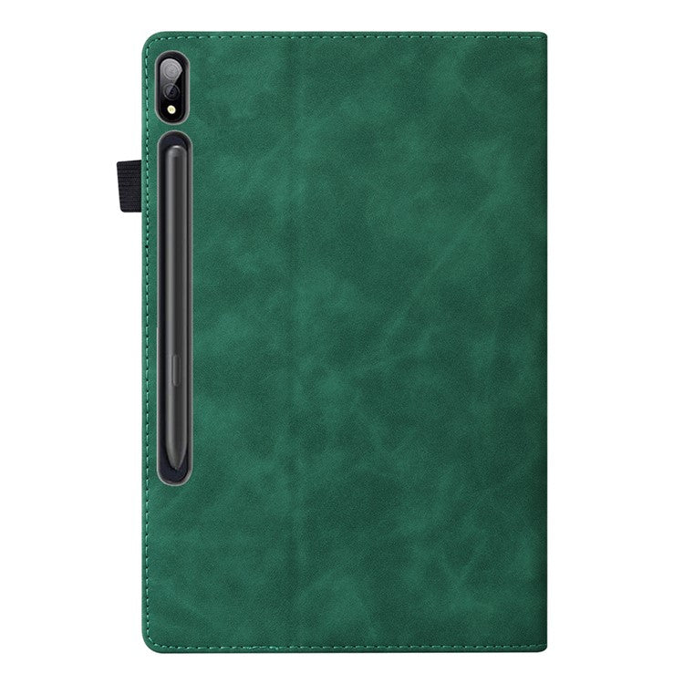For Samsung Galaxy Tab S9+  Wallet Tablet Case Business PU Leather Stand Pencil Holder Loop Stand Cover - Green