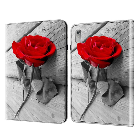Anti-scratch PU Leather Tablet Case For Lenovo Tab P11 Gen 2 Pattern Printing Stand Card Holder Cover - Rose