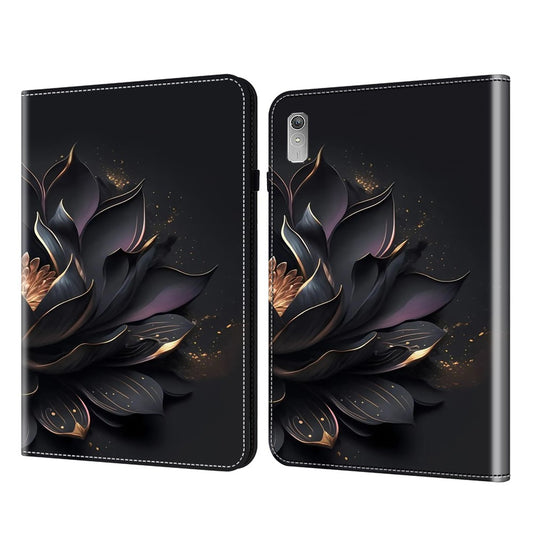 Anti-scratch PU Leather Tablet Case For Lenovo Tab P11 Gen 2 Pattern Printing Stand Card Holder Cover - Purple Lotus