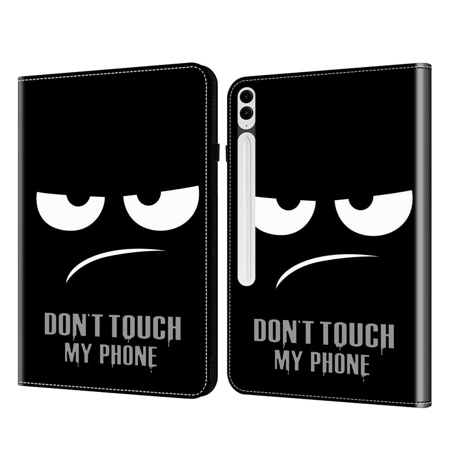 For Samsung Galaxy Tab S10+ / S9+ / S9 FE+ All-Inclusive Protection PU Leather TPU Tablet Stand Case Pattern Printing Cover - Don&#39;t Touch My Phone