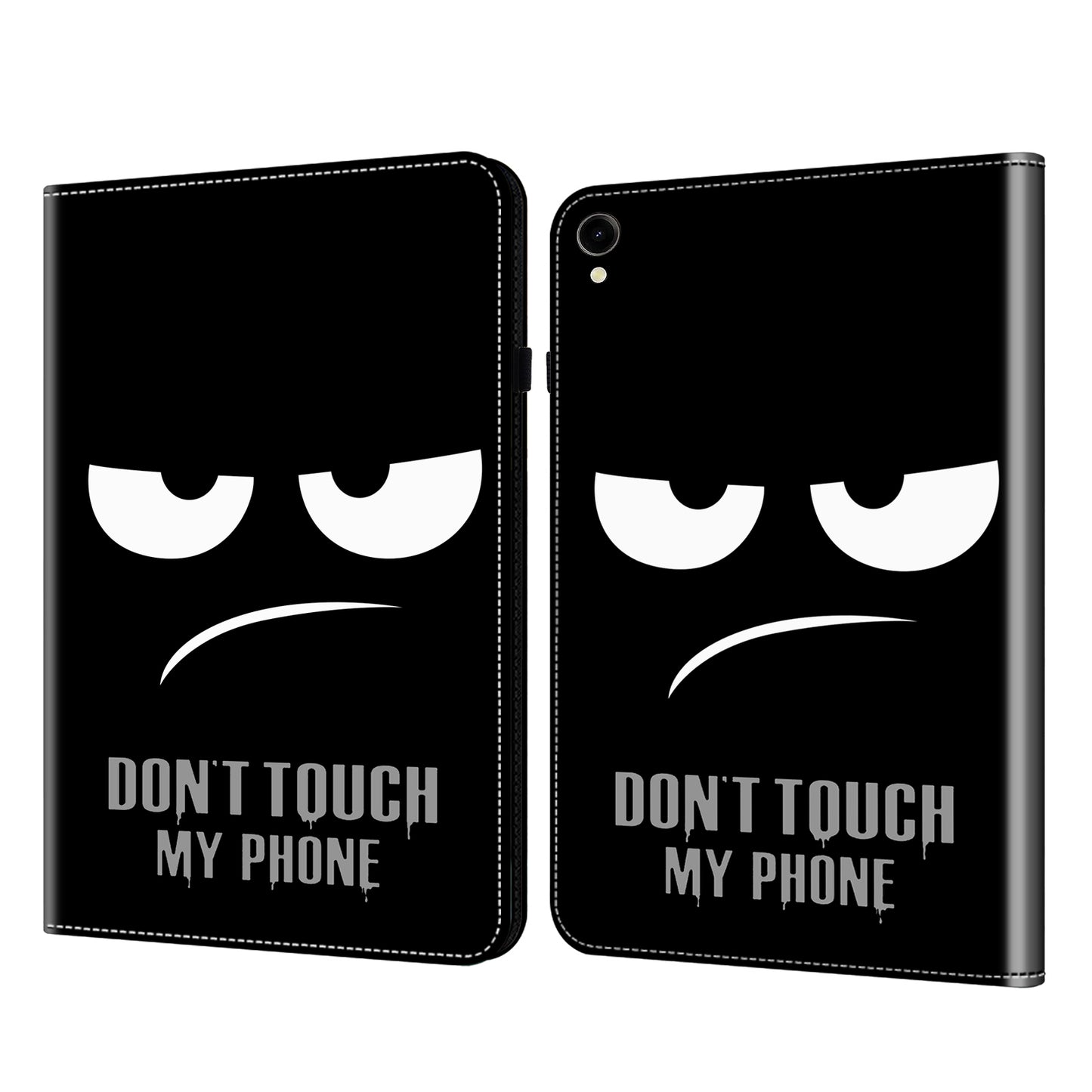 For Samsung Galaxy Tab S10 / S9 / S9 FE Anti-Drop PU Leather Tablet Case Shockproof Pattern Printing Shell Cover Stand - Don&#39;t Touch My Phone