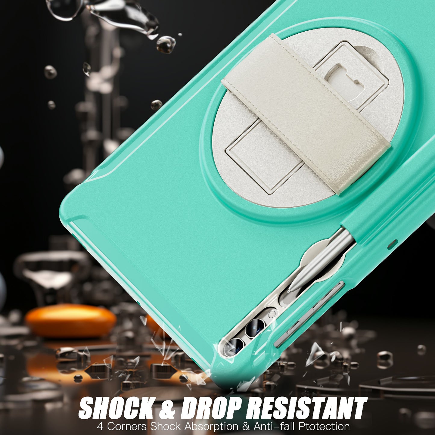 For Samsung Galaxy Tab S9 FE+ / S7+ T970 / Tab S7 FE T730 / Tab S8+ X800 / Tab S9+ X810 Case Pen Holder PC+TPU Tablet Kickstand Cover - Mint Green