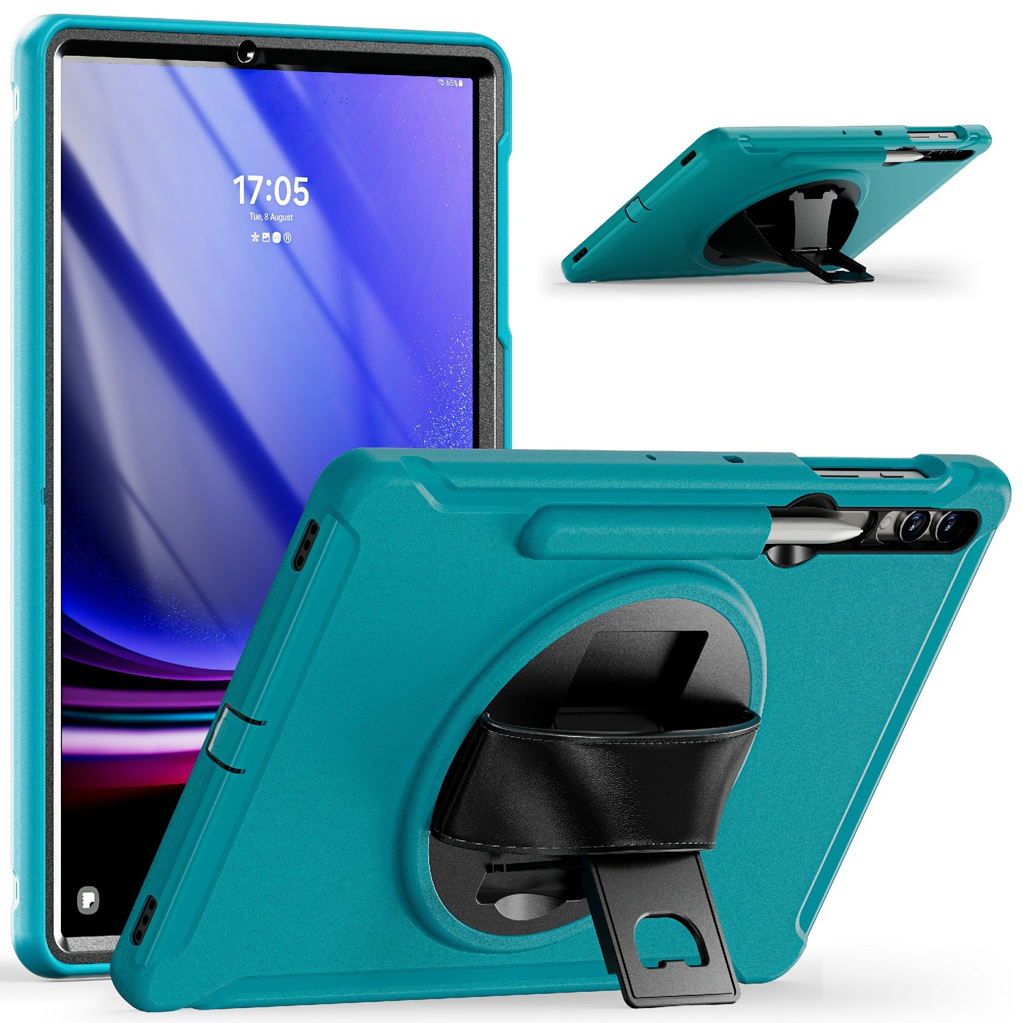 For Samsung Galaxy Tab S9 FE+ / S7+ T970 / Tab S7 FE T730 / Tab S8+ X800 / Tab S9+ X810 Case Pen Holder PC+TPU Tablet Kickstand Cover - Blue