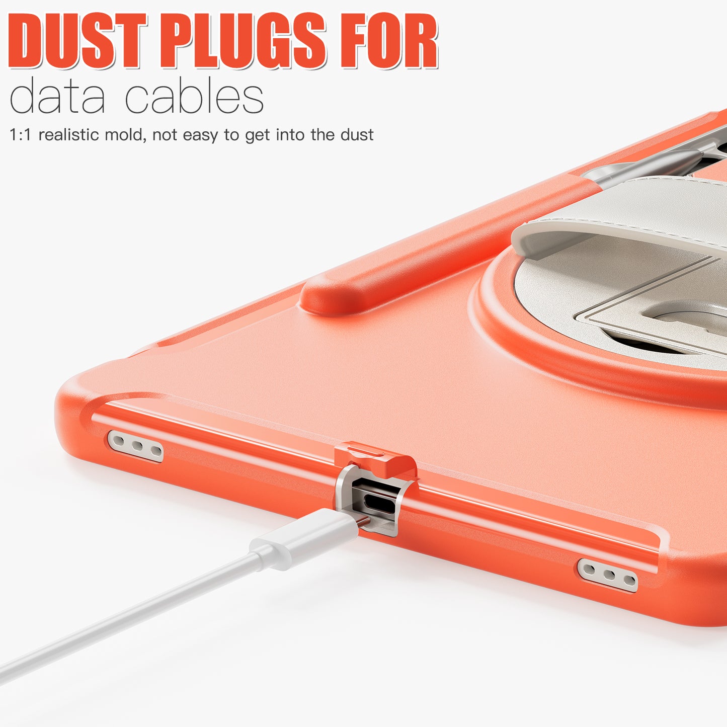 For Samsung Galaxy Tab S9 FE+ / S7+ T970 / Tab S7 FE T730 / Tab S8+ X800 / Tab S9+ X810 Case Pen Holder PC+TPU Tablet Kickstand Cover - Coral Orange