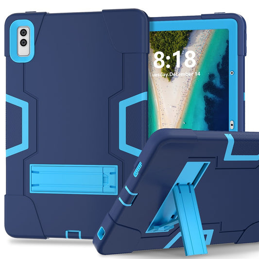 Kickstand Tablet Case for Lenovo Tab M10 5G , Robot Style Dual Color Silicone + PC Anti-drop Cover - Navy Blue / Blue